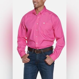 Men’s Cinch XL button down long sleeve pink shirt
